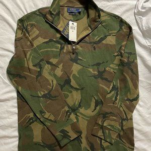 Polo Ralph Lauren Sweater Army Green Camo Camouflage 1/4 Zip